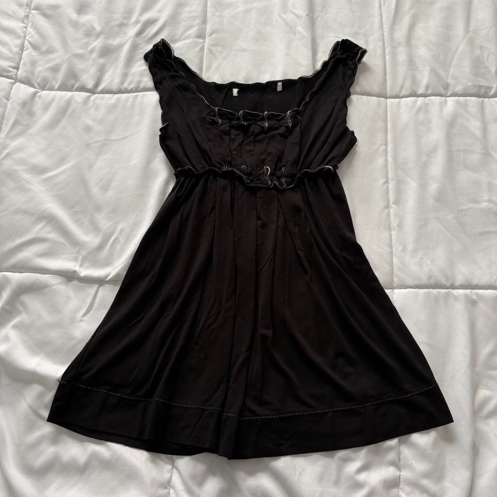 Vintage Black Empire Waist Babydoll Tunic Top Indie Sleeze Gothic Grunge Witchy